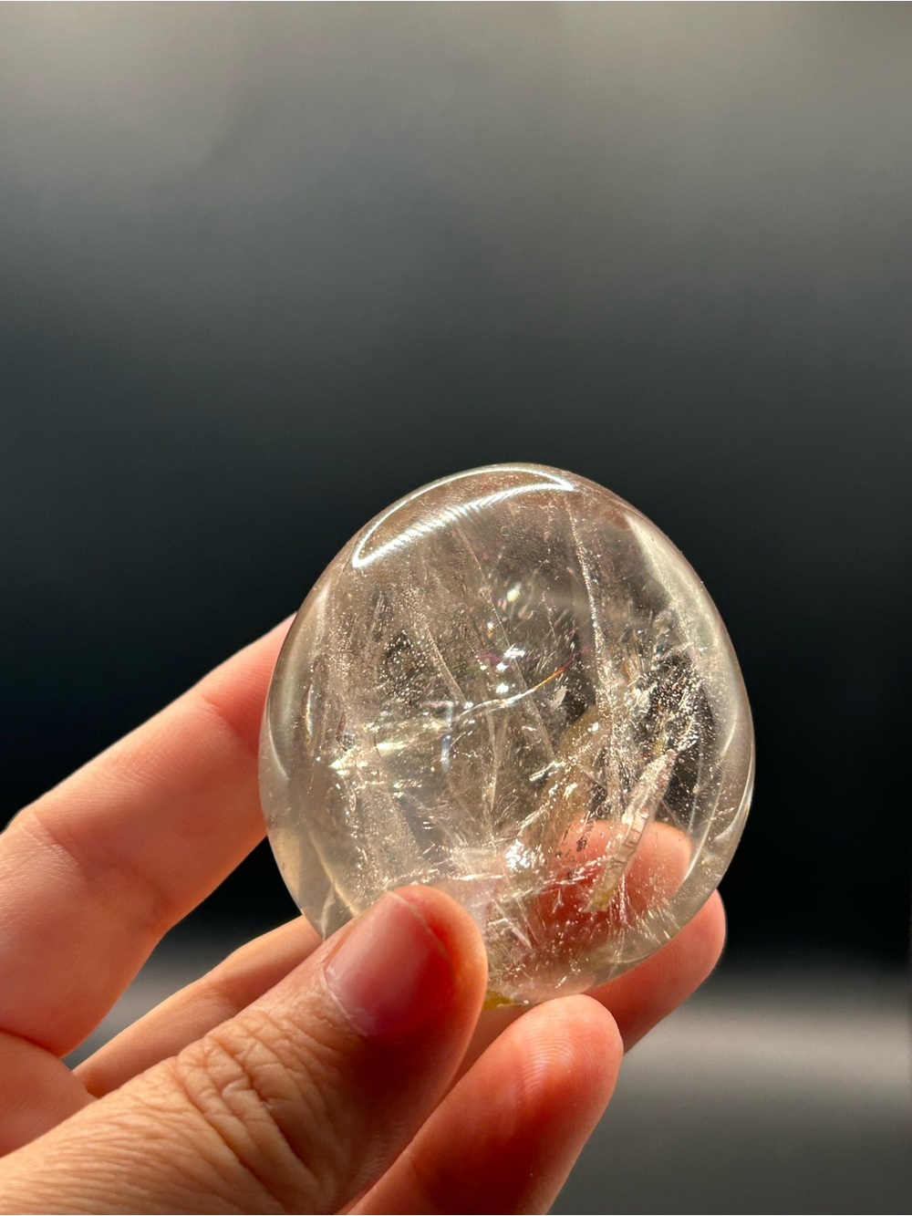 Clear Quartz Crystal Palm Stone
